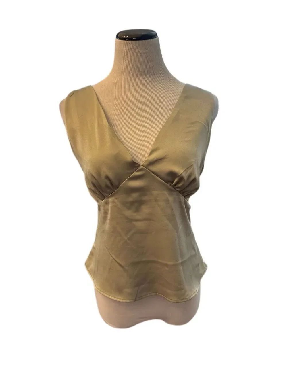 New! Milk + Honey Sage Green Sleeveless Satin Top Sz M